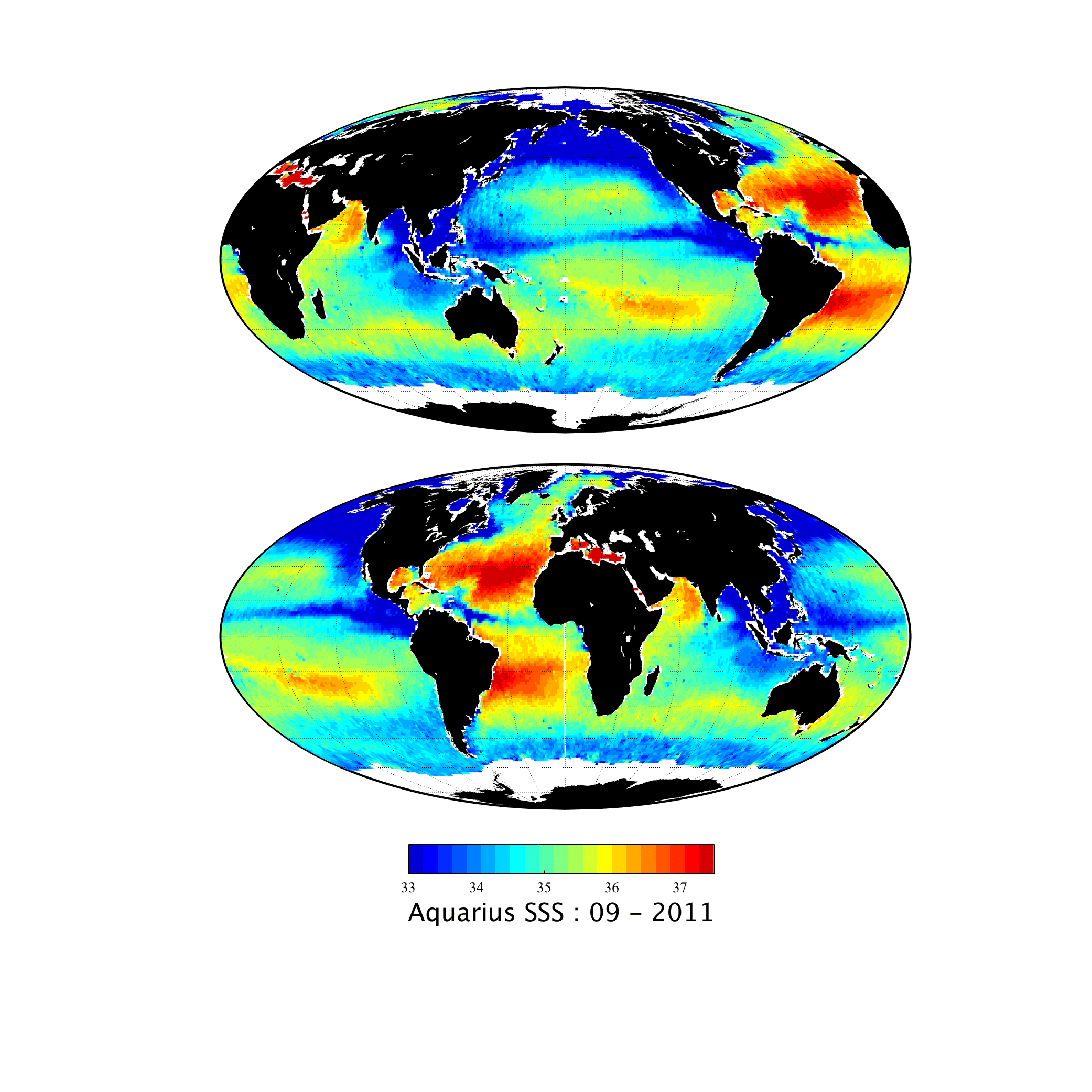 Global monthly sea surface salinity retrieved by the Aquarius instrument SSS